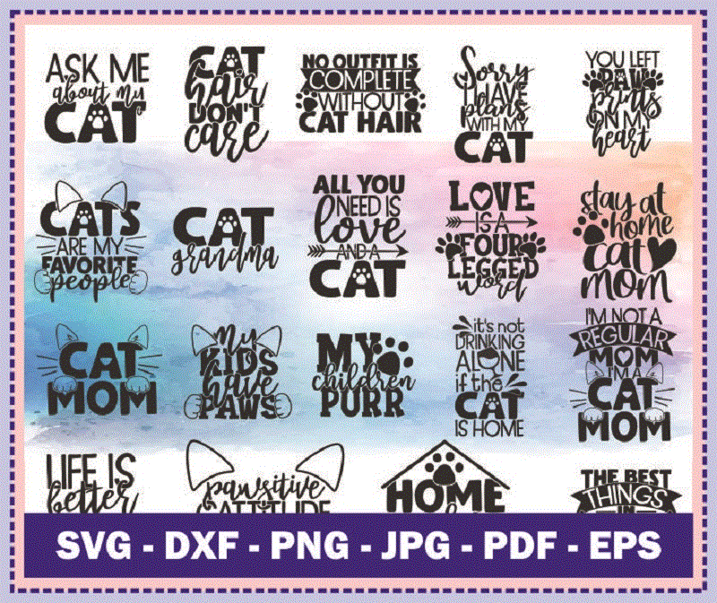 20 Designs Cat Mom Quotes SVG Bundle, Pet Mom, Cut File, Clipart, Cat Sayings, Cat Printable, Cat Vector, Commercial Use Instant Download 804369981