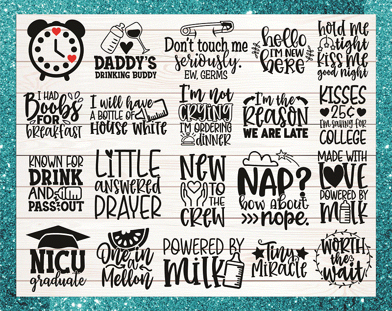 20 Baby Bundle SVG, Cute Baby Quotes & Saying, Newborn SVG Bundle, Baby Shower SVG, Toddler Svg Cut Files, Cricut, Silhouette, Digital Files 903056824