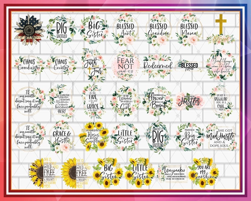 34 Files Floral Sublimation Bundle, Mom life Sublimation, Christian Sublimation Transfer, Mug PNG Files, Print and Cut, Instant Download, 879793156