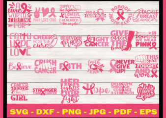 24 Designs Cancer Awareness Quotes SVG Bundle, Pink Cancer Quotes Svg, Cut File, Clipart, Printable, Vector, Commercial Use Instant Download 881700339