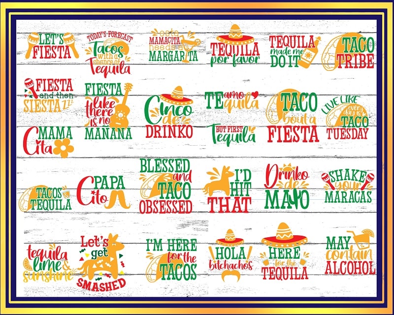 Cinco de Mayo SVG Bundle, Cinco Drinko Squad, Vector, Taco bouta Fiesta Cut File, Clipart, Printable, Commercial Use, Instant Download 773323192