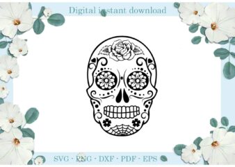 Trending gifts Skull Head Spiderweb Flower Skull Diy Crafts Skull Head Svg Files For Cricut, Flower Skull Silhouette Sublimation Files, Cameo Htv Prints t shirt designs for sale