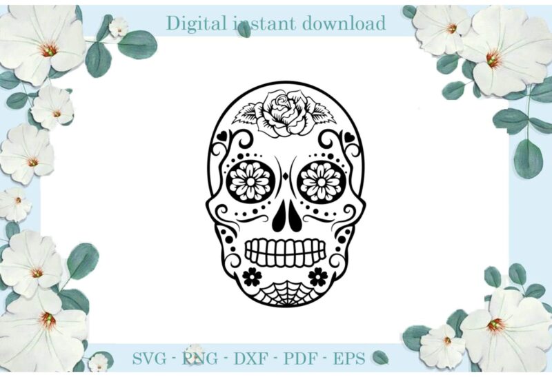 Trending gifts Skull Head Spiderweb Flower Skull Diy Crafts Skull Head Svg Files For Cricut, Flower Skull Silhouette Sublimation Files, Cameo Htv Prints