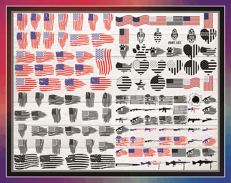 150 American Flag Svg/Png Bundle, USA flag svg, us flag svg, distressed flag svg, american svg, Flag Shapes Pngamerican flag svg bundle, 878983470