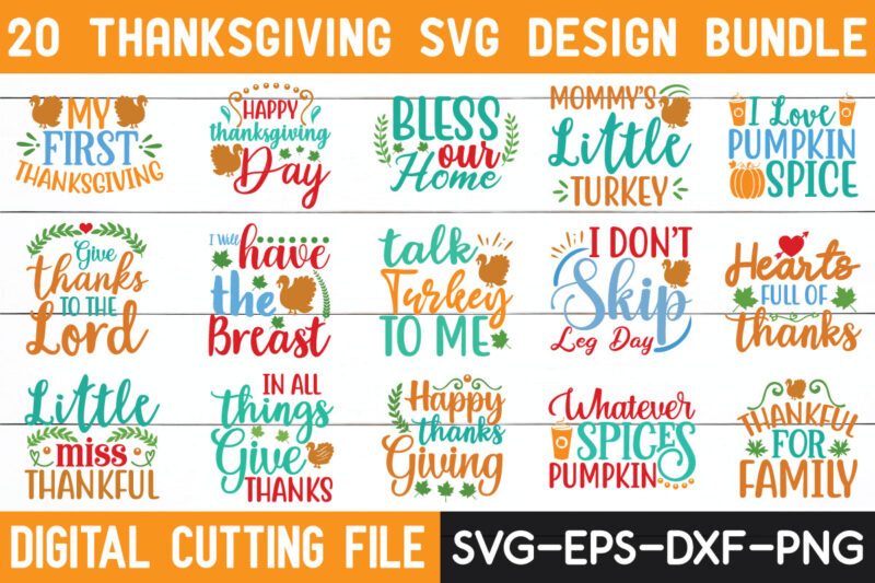 Thanksgiving SVG bundle t shirt designs for sale!