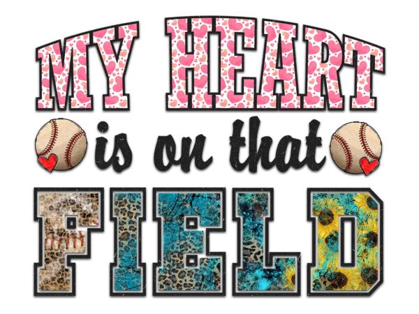 My heart is on that field softball tshirt design