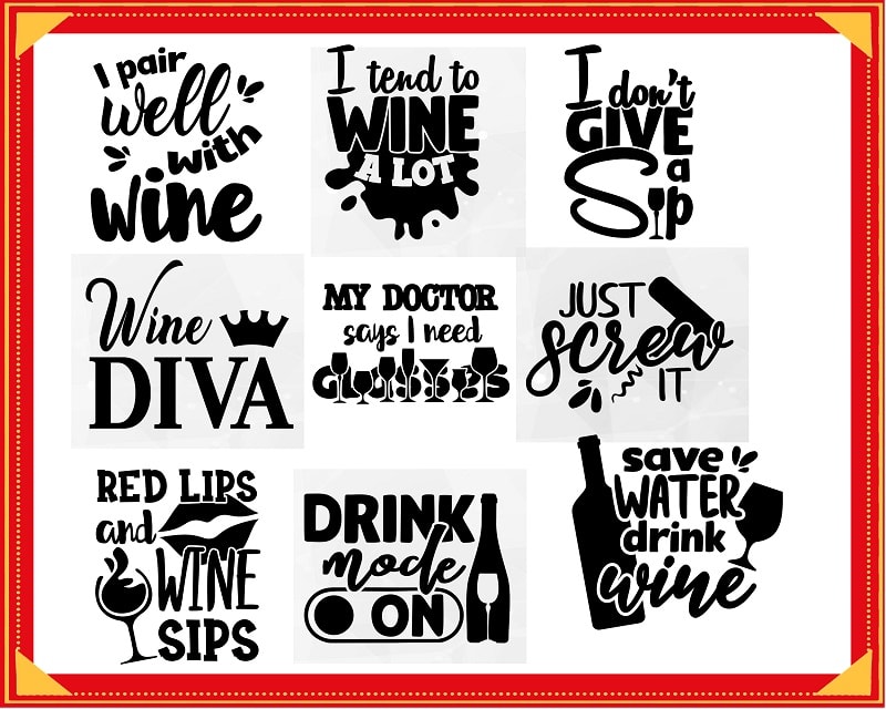 30 Wine Quotes SVG Bundle, Jesus Touched My Water, Funny Wine Quotes, Wine Diva Cut File, Wine Clip Art, Commercial Use, Instant Download 573034719