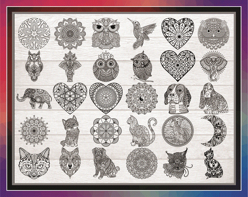 Bundle 100 Flower Mandala Designs, SVG PNG JPG, Mandala svg files for Cricut, Clipart Vector, Mandala Cut File, Flowers, Animal Shapes 877146316