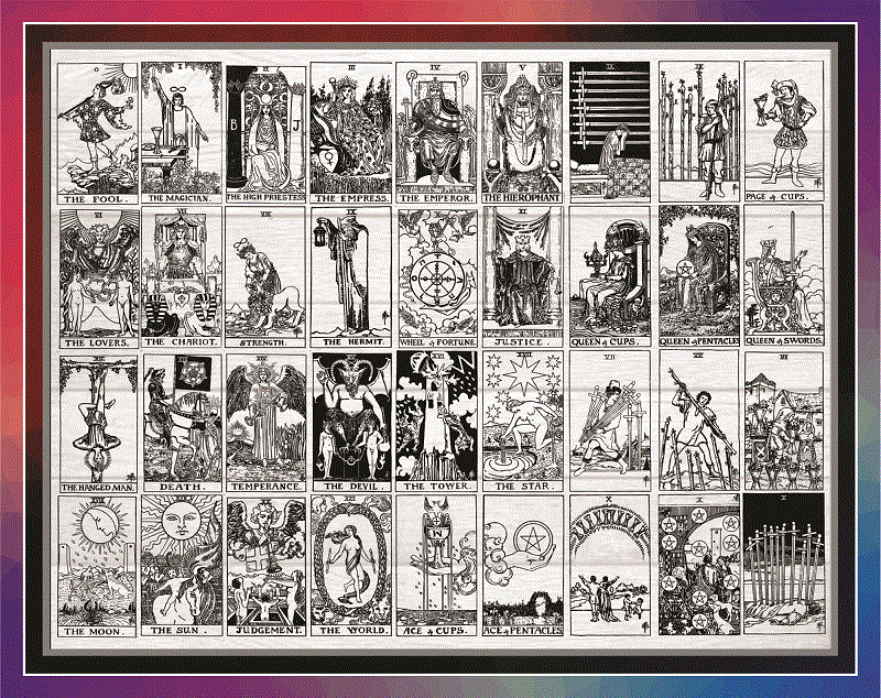 78 Tarot Cards PNG Bundle, Minor Arcana, Divination New Age For Shirts ...