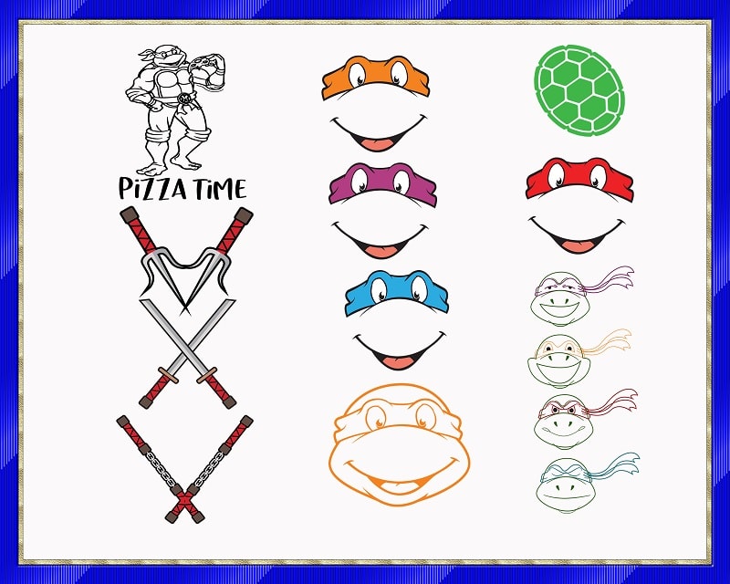 369 Teenage Mutant Ninja Turtles Bundle, Teenage Mutant Ninja Turtles Font, SVG for Cricut, SVG Silhouette Dxf, Png, Quotes File 891480330