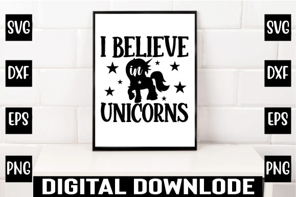 I believe in unicorns t shirt design for sale