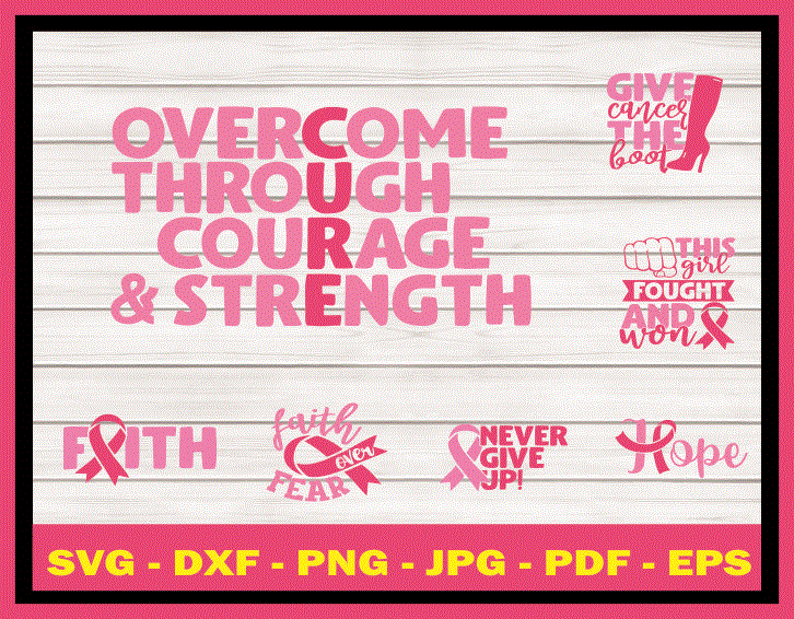 24 Designs Cancer Awareness Quotes SVG Bundle, Pink Cancer Quotes Svg, Cut File, Clipart, Printable, Vector, Commercial Use Instant Download 881700339