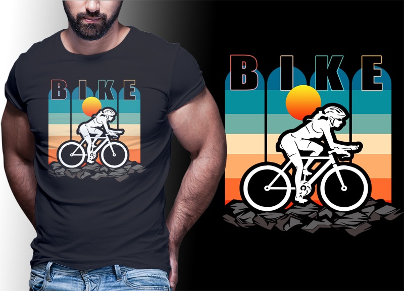 115 BICYCLE Vintage Retro Tshirt Designs Bundle Editable - Buy t-shirt ...