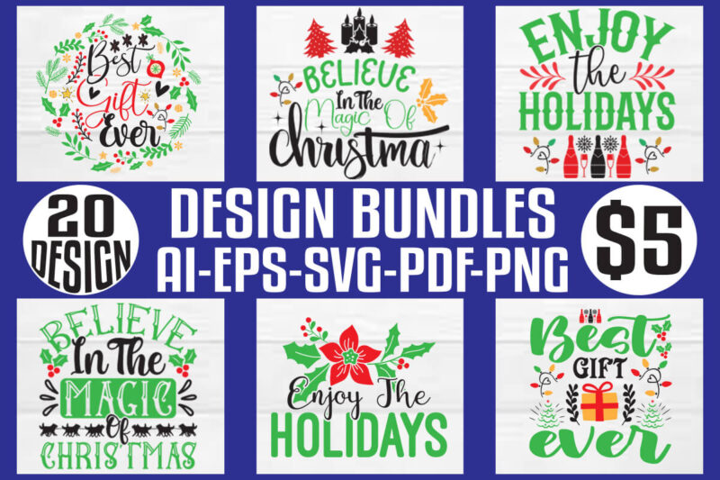 Christmas T-shirt And SVG Design Bundle