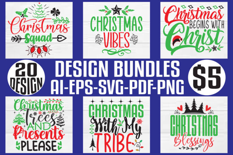 Christmas T-shirt And SVG Design Bundle