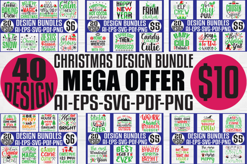 Christmas T-shirt And SVG Design Bundle