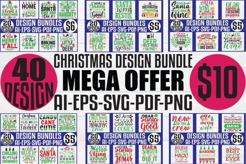 Christmas T-shirt And SVG Design Bundle