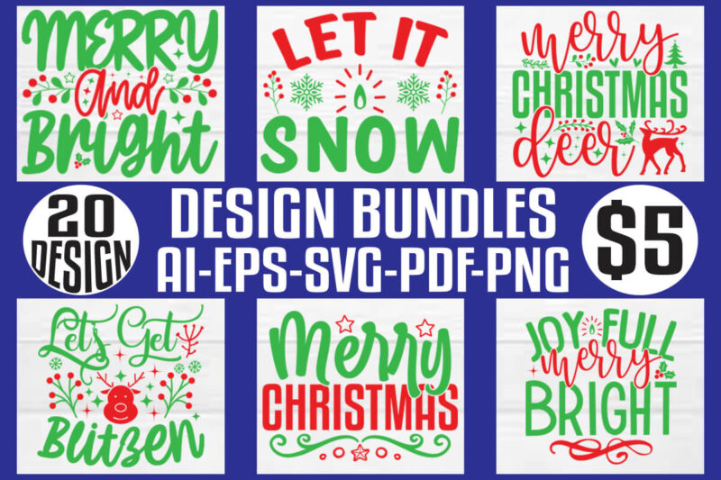 Christmas T-shirt And SVG Design Bundle