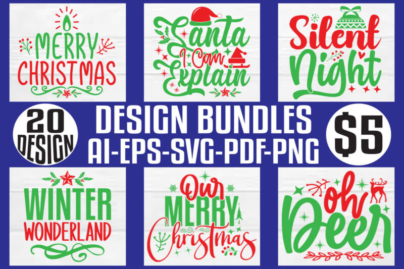 Christmas T-shirt And SVG Design Bundle