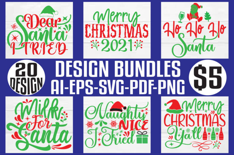 Christmas T-shirt And SVG Design Bundle