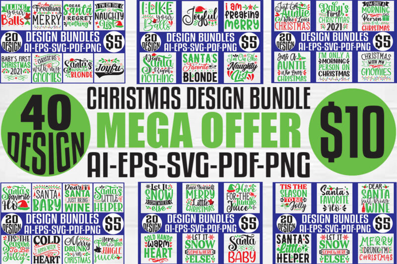 Christmas T-shirt And SVG Design Bundle