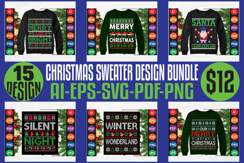 Christmas Sweater And T-shirt Design Bundle