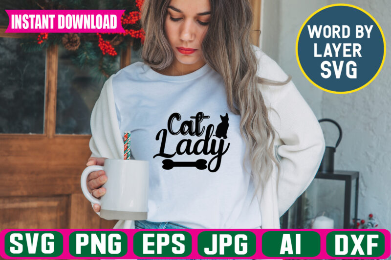 Cat Lady Svg Vector T-shirt Design