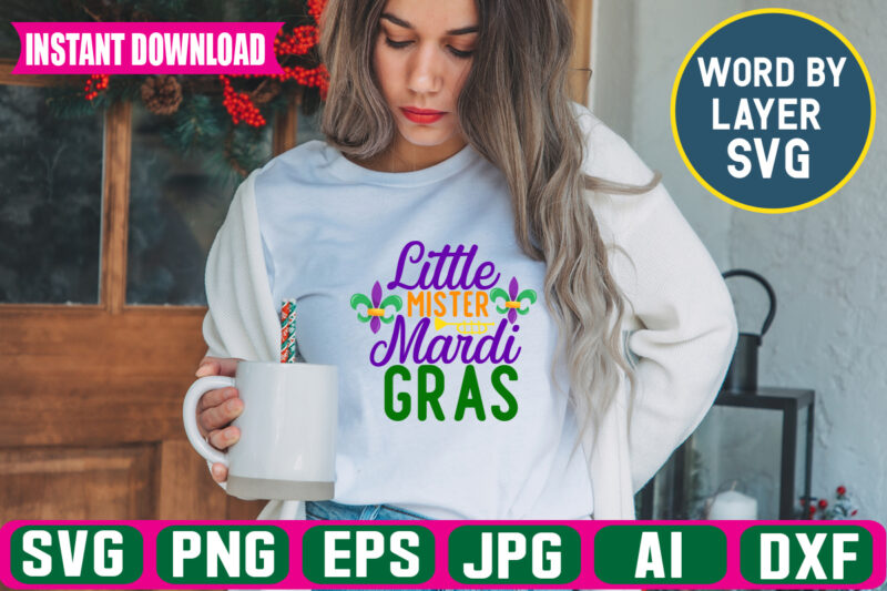 Little Mister Mardi Gras Svg Vector T-shirt Design