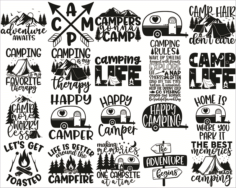 Camping Bundle, Camp Life SVG, Camping Svg, Happy Camper, Camping Shirt, Commercial Use, Adventure SVG, Summer, Cut File, Cricut, Clip Art 613446559