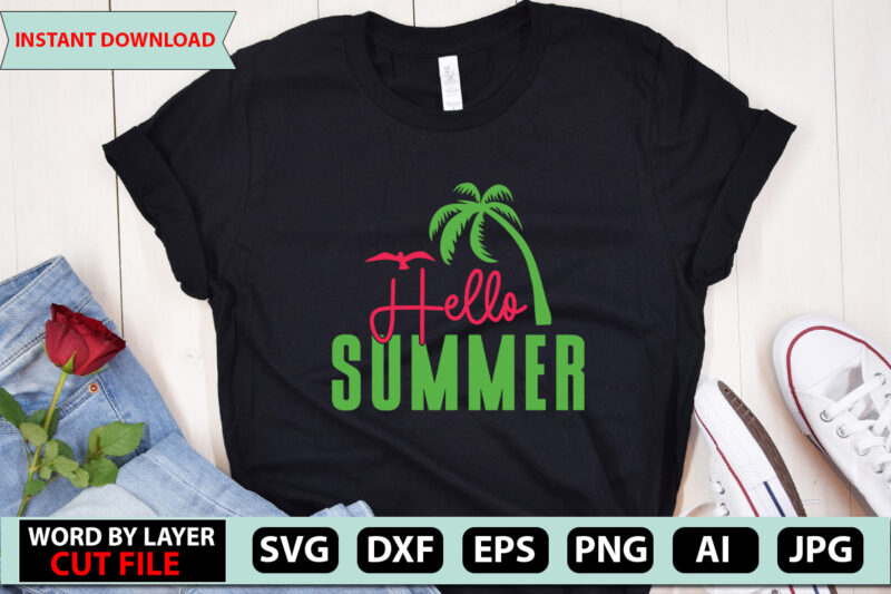 Hello Summer t-shirt design,Summer Beach Bundle SVG, Beach Svg Bundle, Summertime, Funny Beach Quotes Svg, Salty Svg Png Dxf Sassy Beach Quotes Summer Quotes Svg Bundle