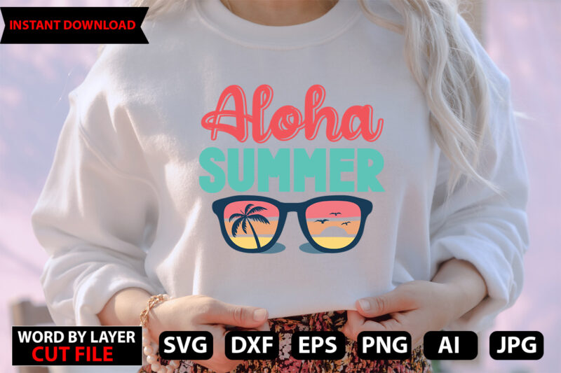 Aloha summer t-shirt design,Hello Summer Tshirt Design, png download, t shirt graphic, png download, digital download, sublimation