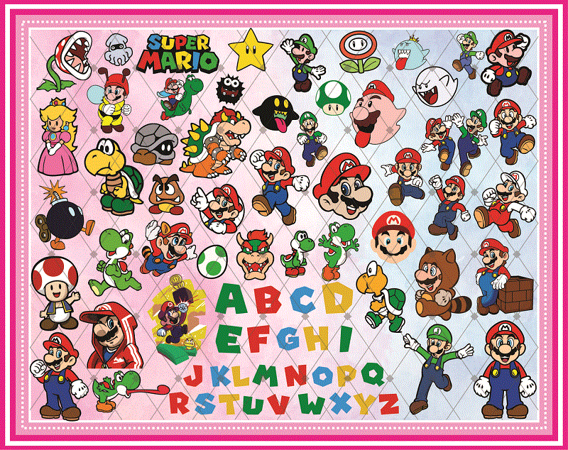 120+ Super Mario SVG PNG DXF Bundle, Super Mario Svg, Super Mario Alphabet, Peach Princess, Koopa Troopa, Goomba Svg, Super Mario World Svg 926322408