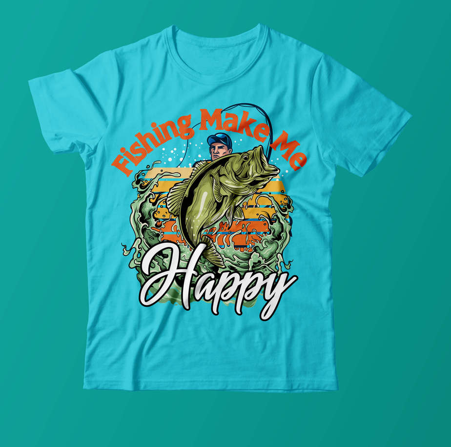 Fishing Makes Me Happy T Shirt Stock Vector (Royalty Free) 2201932041