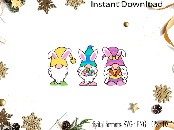 Easter gnomies diy crafts svg files for cricut, silhouette sublimation files vector clipart