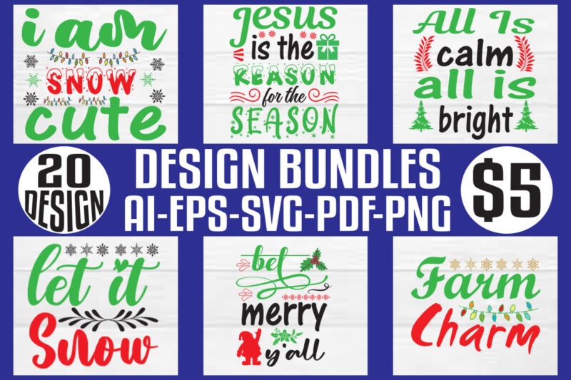 Christmas T-shirt And SVG Design Bundle