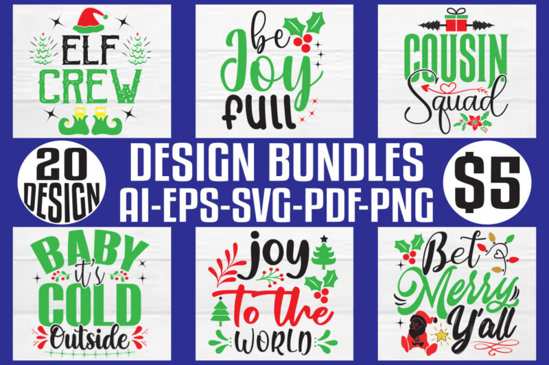 Christmas T-shirt And SVG Design Bundle