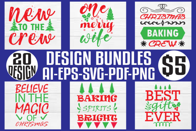 Christmas T-shirt And SVG Design Bundle