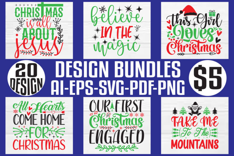 Christmas T-shirt And SVG Design Bundle