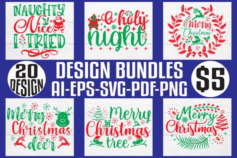 Christmas T-shirt And SVG Design Bundle