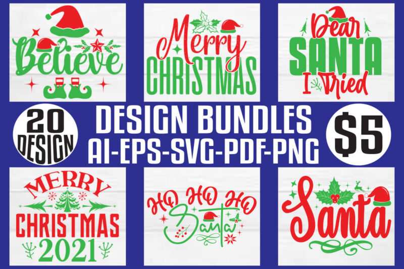 Christmas T-shirt And SVG Design Bundle