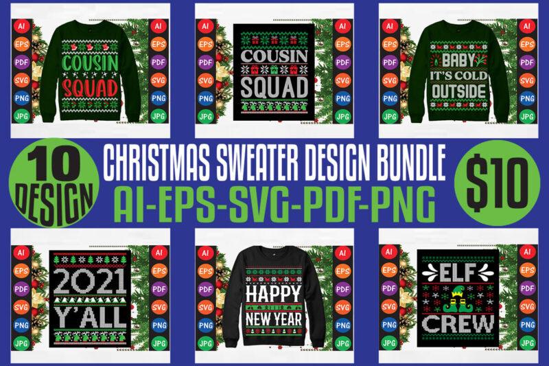 Christmas Sweater And T-shirt Design Bundle