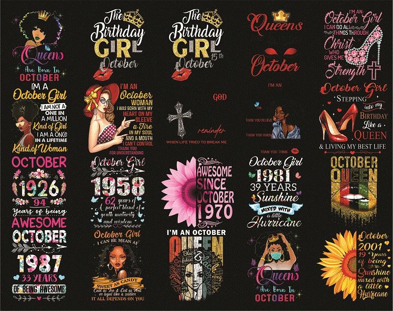 57 Designs October PNG Bundle, A Queen Was Born In October Birthday PNG, In October We Wear Pink Png, October Girls Png, Digital Download 868498130