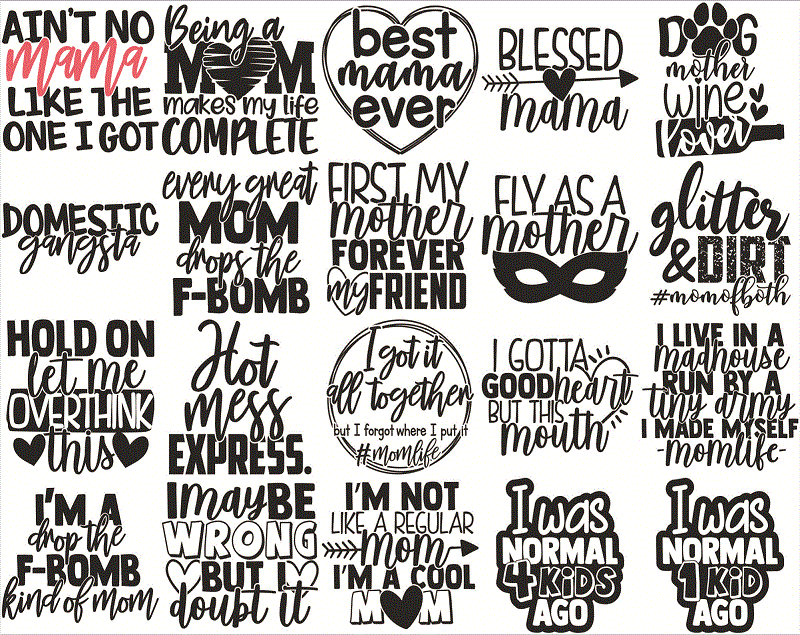 52 Mom Life SVG Bundle | Mother’s Day SVG Cut Files | Commercial Use |Instant Download | Printable Vector Clip Art | Motherhood Shirt Print 585885663