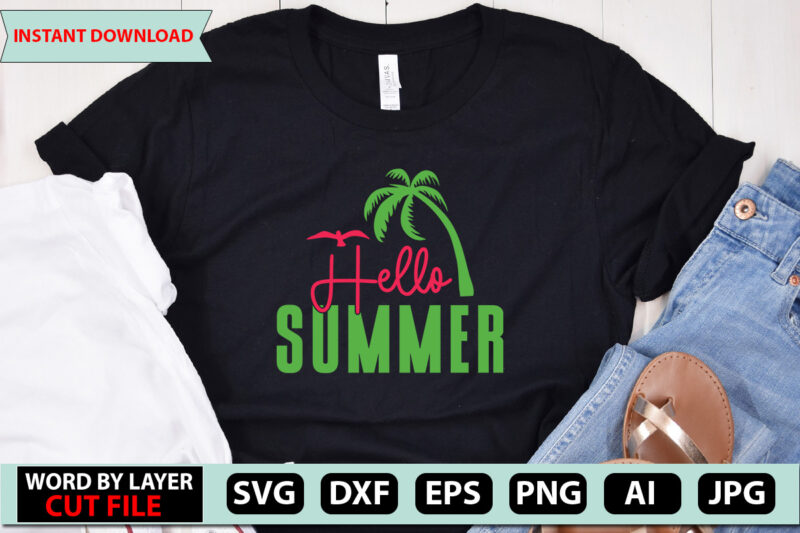 Hello Summer t-shirt design,Summer Beach Bundle SVG, Beach Svg Bundle, Summertime, Funny Beach Quotes Svg, Salty Svg Png Dxf Sassy Beach Quotes Summer Quotes Svg Bundle