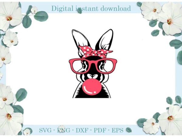 Happy easter day bunny wear glass diy crafts christian bunny svg files for cricut, easter sunday silhouette easter basket sublimation files, cameo htv print graphic t shirt