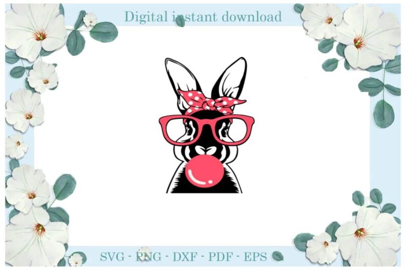 Happy Easter Day Bunny Wear Glass Diy Crafts Christian Bunny Svg Files For Cricut, Easter Sunday Silhouette Easter Basket Sublimation Files, Cameo Htv Print