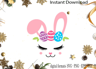 Lovely Bunny Face For Easter Decorations SVG Sublimation Files t shirt vector graphic