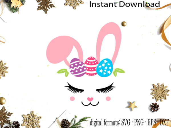 Lovely bunny face for easter decorations svg sublimation files t shirt vector graphic