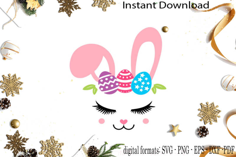 Lovely Bunny Face For Easter Decorations SVG Sublimation Files