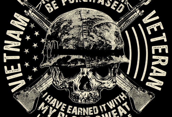 VIETNAM VETERAN WITH SKULL ILLUSTRATION GRAPHIC - Buy t-shirt designs